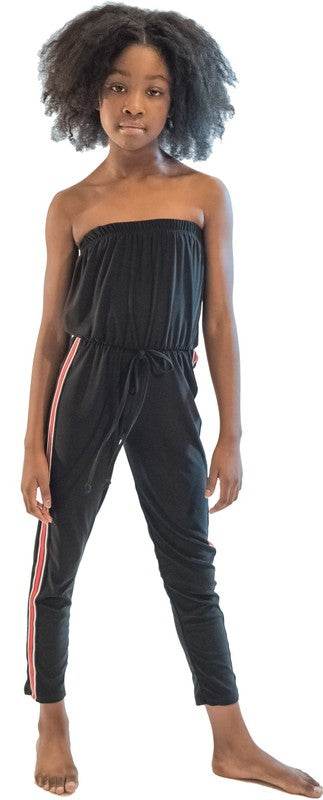 KIDS BLACK STRIPE SIDE JUMPSUIT - Shop Style & More | Fresh Looks, Everyday Deals & Free Shipping