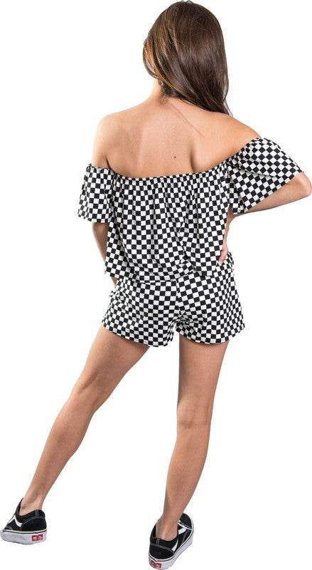 KIDS CHECKERED OFF THE SHOULDER ROMPER - Shop Style & More | Fresh Looks, Everyday Deals & Free Shipping