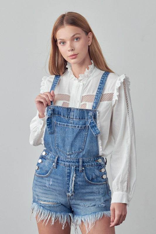 Frayed Overall Romper - Shop Style & More | Fresh Looks, Everyday Deals & Free Shipping