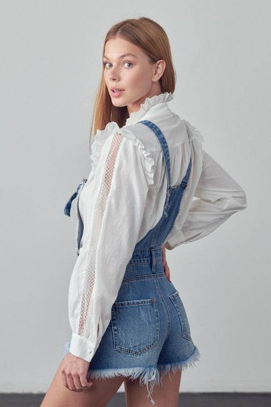 Frayed Overall Romper - Shop Style & More | Fresh Looks, Everyday Deals & Free Shipping