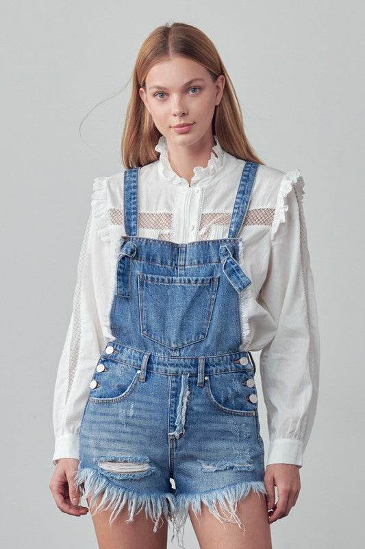 Frayed Overall Romper - Shop Style & More | Fresh Looks, Everyday Deals & Free Shipping