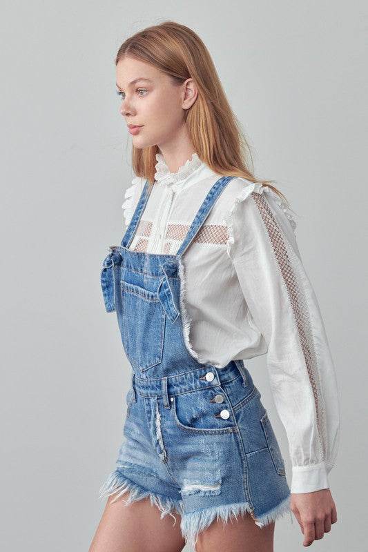 Frayed Overall Romper - Shop Style & More | Fresh Looks, Everyday Deals & Free Shipping