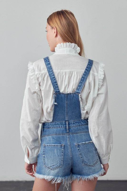 Frayed Overall Romper - Shop Style & More | Fresh Looks, Everyday Deals & Free Shipping