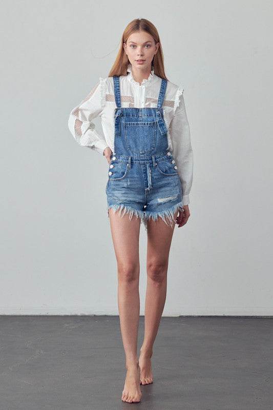 Frayed Overall Romper - Shop Style & More | Fresh Looks, Everyday Deals & Free Shipping