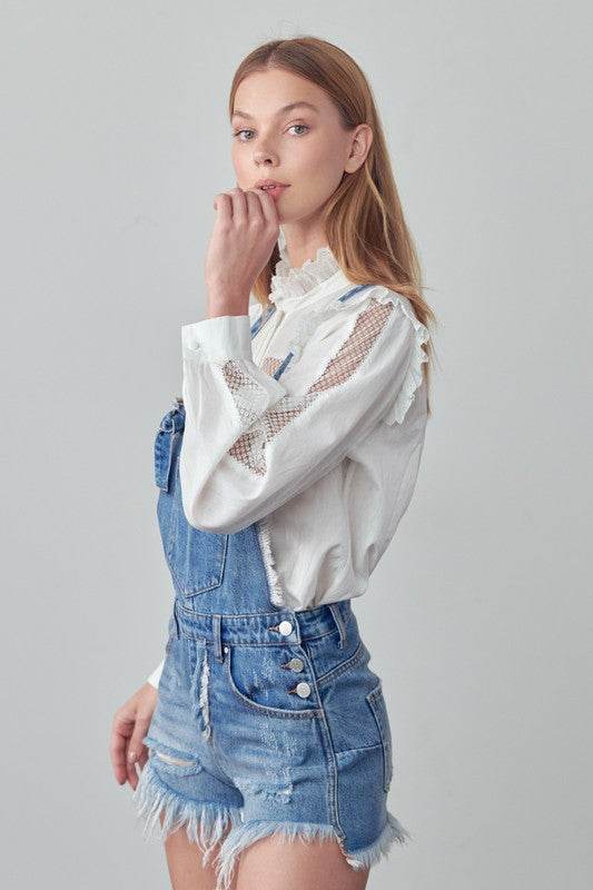 Frayed Overall Romper - Shop Style & More | Fresh Looks, Everyday Deals & Free Shipping