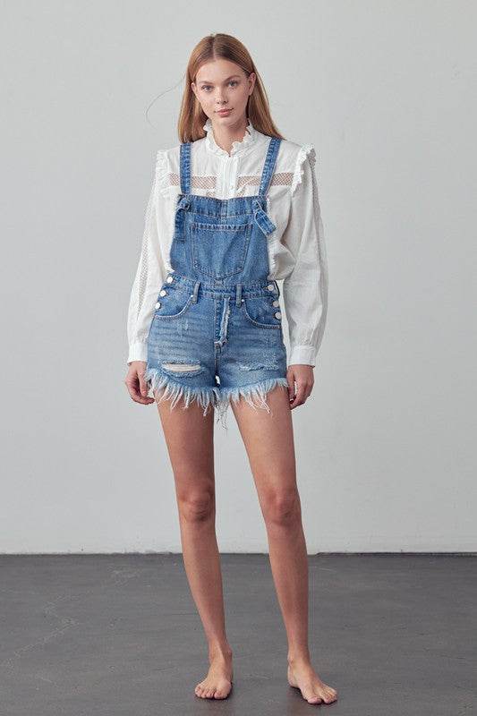 Frayed Overall Romper - Shop Style & More | Fresh Looks, Everyday Deals & Free Shipping