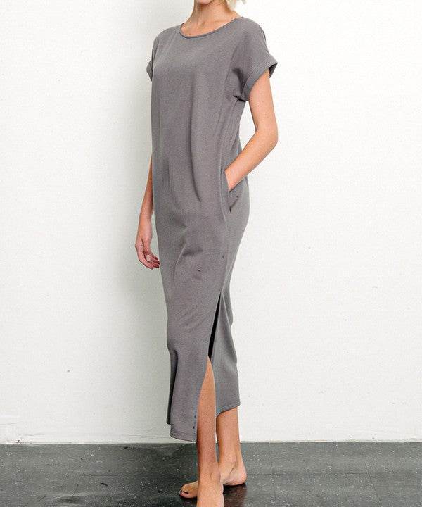 BRUSHED ORGANIC HEMP Side Slit Maxi Dress - Shop Style & More | Fresh Looks, Everyday Deals & Free Shipping
