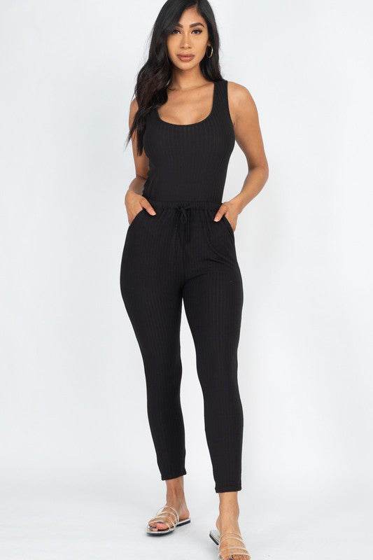 Ribbed Sleeveless Drawstring catsuits Jumpsuit - Shop Style & More | Fresh Looks, Everyday Deals & Free Shipping