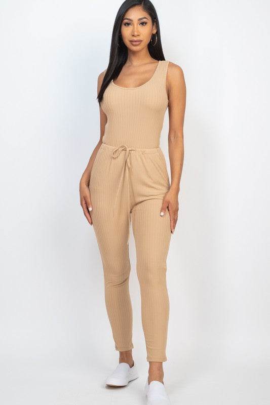 Ribbed Sleeveless Drawstring catsuits Jumpsuit - Shop Style & More | Fresh Looks, Everyday Deals & Free Shipping