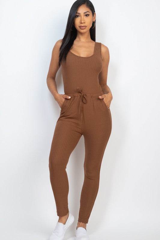 Ribbed Sleeveless Drawstring catsuits Jumpsuit - Shop Style & More | Fresh Looks, Everyday Deals & Free Shipping