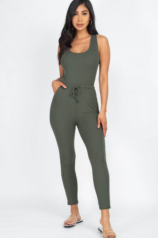 Ribbed Sleeveless Drawstring catsuits Jumpsuit - Shop Style & More | Fresh Looks, Everyday Deals & Free Shipping