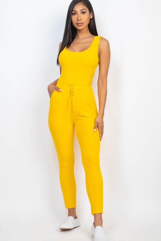 Ribbed Sleeveless Drawstring catsuits Jumpsuit - Shop Style & More | Fresh Looks, Everyday Deals & Free Shipping