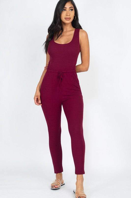 Ribbed Sleeveless Drawstring catsuits Jumpsuit - Shop Style & More | Fresh Looks, Everyday Deals & Free Shipping