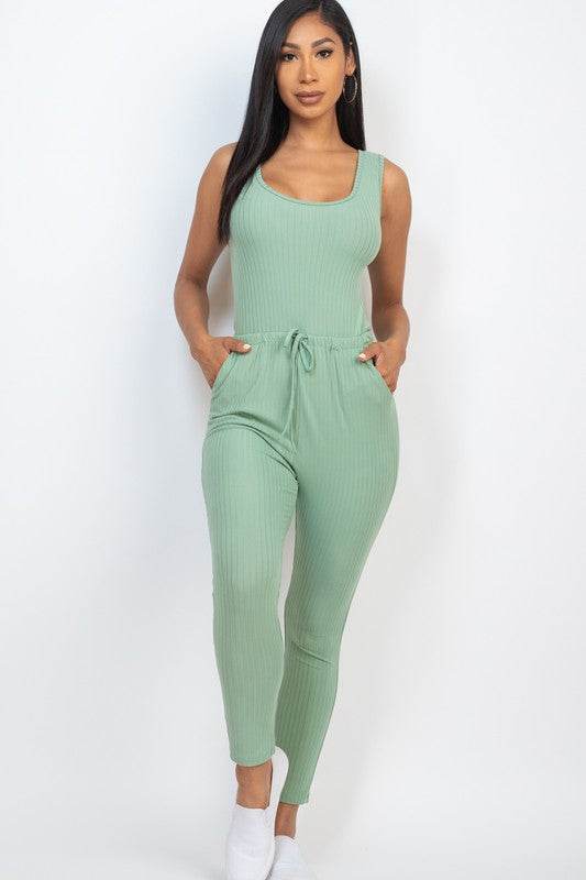 Ribbed Sleeveless Drawstring catsuits Jumpsuit - Shop Style & More | Fresh Looks, Everyday Deals & Free Shipping