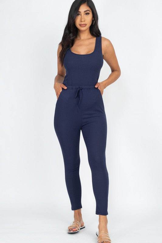 Ribbed Sleeveless Drawstring catsuits Jumpsuit - Shop Style & More | Fresh Looks, Everyday Deals & Free Shipping