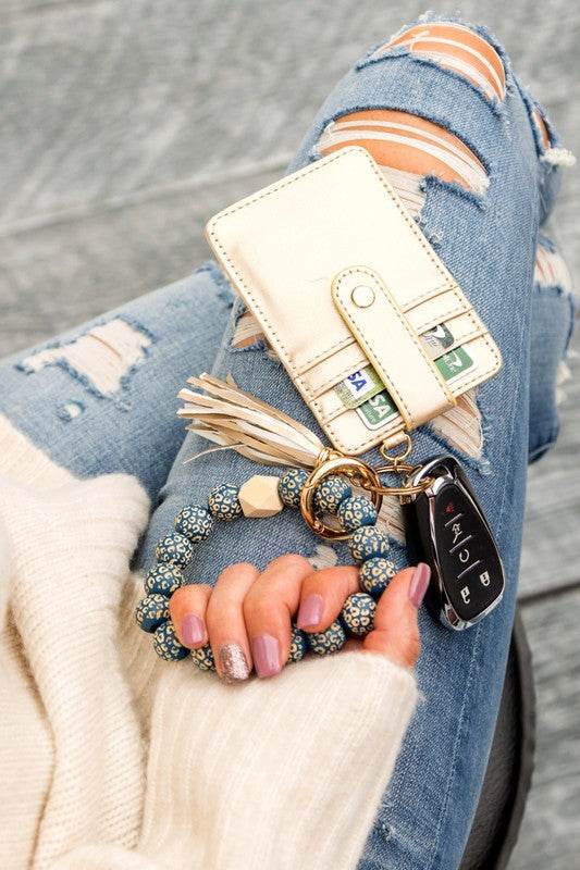 Leopard Beaded Key Ring Wallet Bracelet - Shop Style & More | Fresh Looks, Everyday Deals & Free Shipping