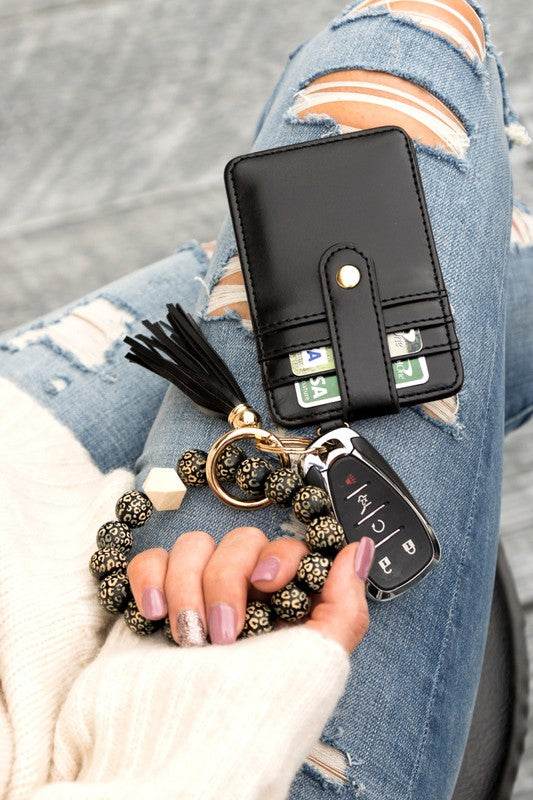 Leopard Beaded Key Ring Wallet Bracelet - Shop Style & More | Fresh Looks, Everyday Deals & Free Shipping