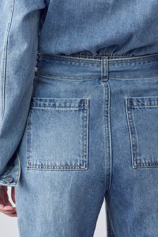 Belted Collared Button Front Denim Jumpsuit - Shop Style & More | Fresh Looks, Everyday Deals & Free Shipping
