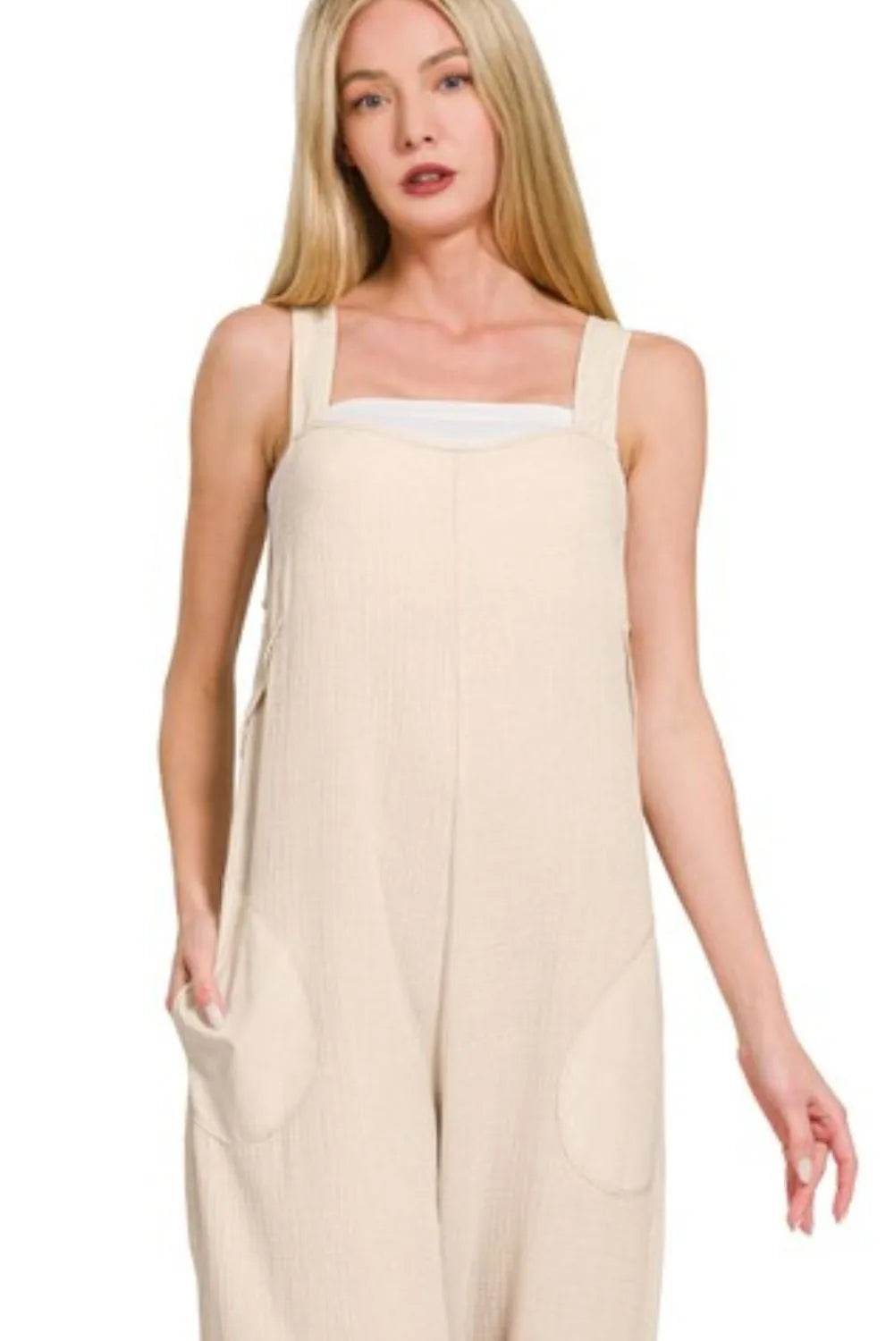 Zenana Double Gauze Washed Wide Leg Overalls - Shop Style & More | Fresh Looks, Everyday Deals & Free Shipping