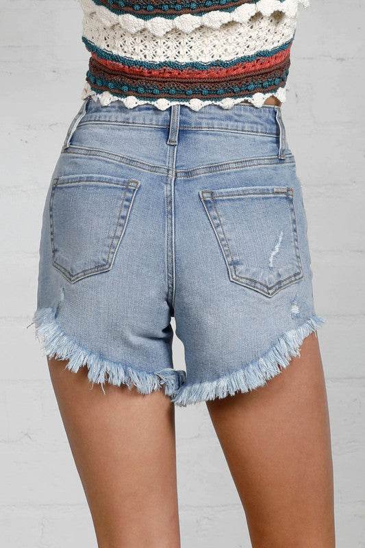PREMIUM HIGH WAIST UNEVEN OPENING SHAPE SHORTS - Shop Style & More | Fresh Looks, Everyday Deals & Free Shipping