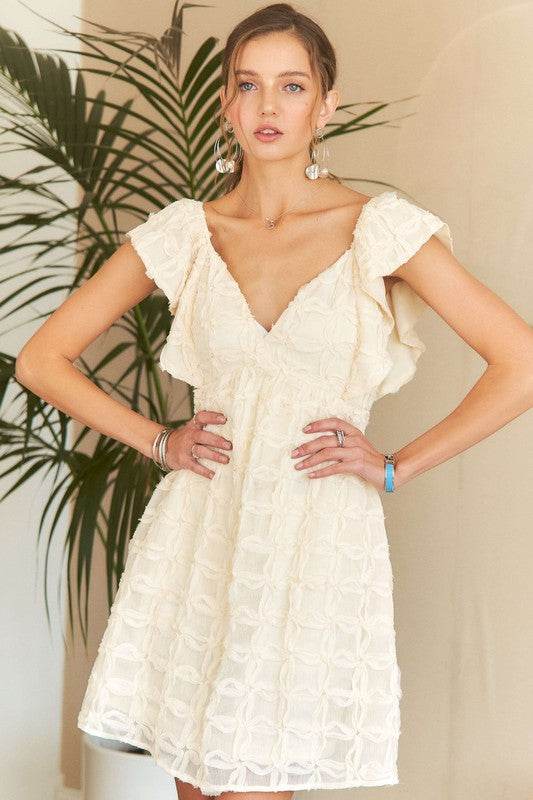ADORA Tie Back V-Neck Ruffle Sleeve Dress - Shop Style & More | Fresh Looks, Everyday Deals & Free Shipping