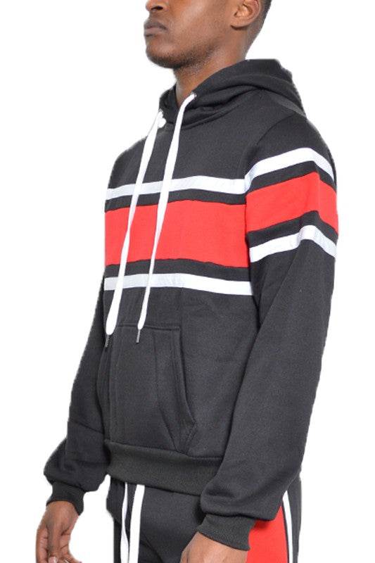 SOLID WITH THREE STRIPE PULLOVER HOODIE - Shop Style & More | Fresh Looks, Everyday Deals & Free Shipping