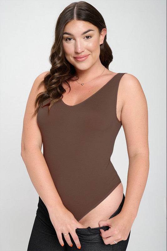 Reversible V-Neck Basic Tank Top Thong Bodysuit - Shop Style & More | Fresh Looks, Everyday Deals & Free Shipping