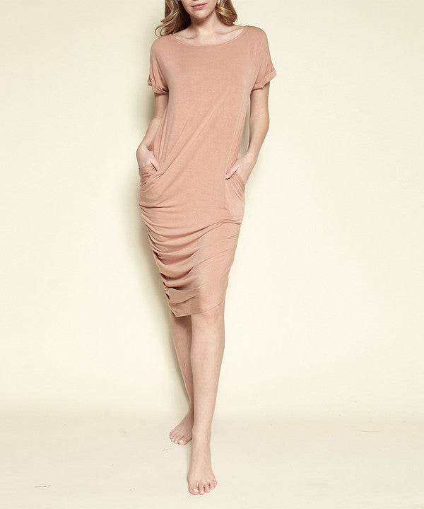 BAMBOO ASYMMETRIC DOLMAN DRESS WITH POCKETS - Shop Style & More | Fresh Looks, Everyday Deals & Free Shipping