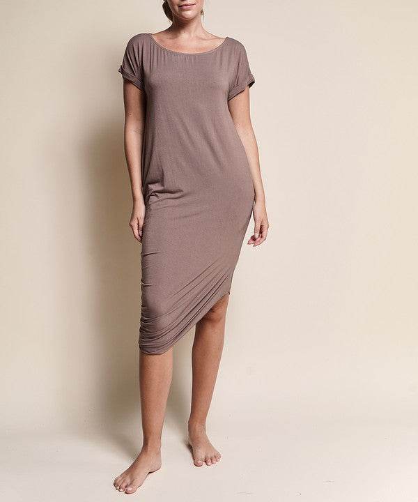 BAMBOO ASYMMETRIC DOLMAN DRESS WITH POCKETS - Shop Style & More | Fresh Looks, Everyday Deals & Free Shipping