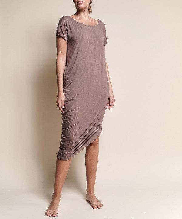 BAMBOO ASYMMETRIC DOLMAN DRESS WITH POCKETS - Shop Style & More | Fresh Looks, Everyday Deals & Free Shipping