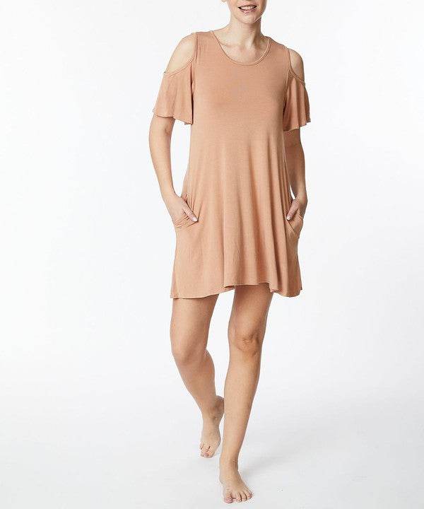 BAMBOO COLD SHOULDER FLARE DRESS - Shop Style & More | Fresh Looks, Everyday Deals & Free Shipping