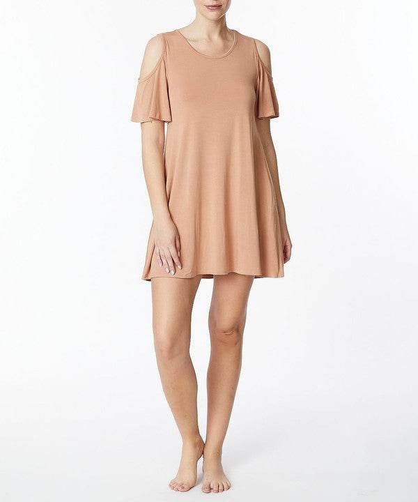 BAMBOO COLD SHOULDER FLARE DRESS - Shop Style & More | Fresh Looks, Everyday Deals & Free Shipping