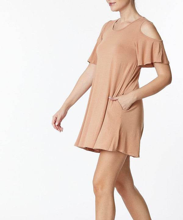 BAMBOO COLD SHOULDER FLARE DRESS - Shop Style & More | Fresh Looks, Everyday Deals & Free Shipping