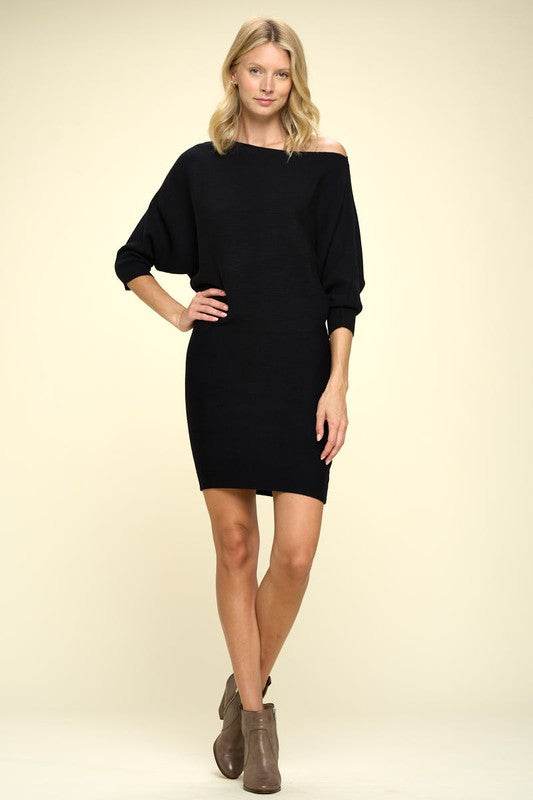 Ribbed Sweater Knit Dolman Sleeve Dress - Shop Style & More | Fresh Looks, Everyday Deals & Free Shipping
