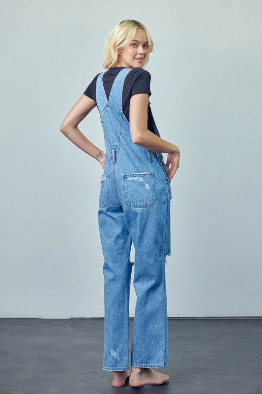 Pocket Patched Ripped Denim Overalls - Shop Style & More | Fresh Looks, Everyday Deals & Free Shipping