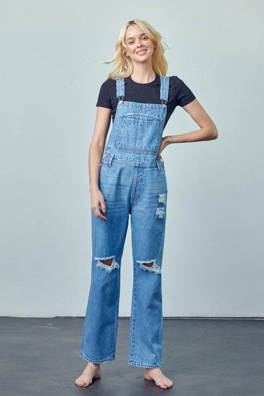 Pocket Patched Ripped Denim Overalls - Shop Style & More | Fresh Looks, Everyday Deals & Free Shipping