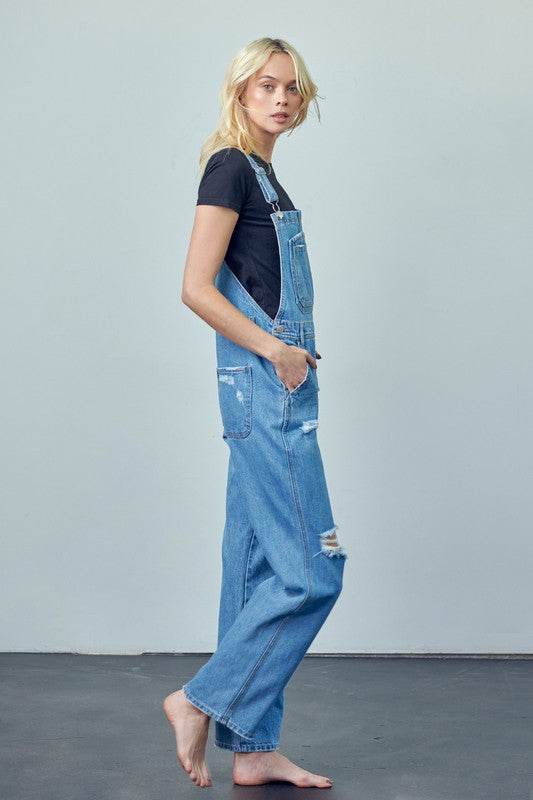 Pocket Patched Ripped Denim Overalls - Shop Style & More | Fresh Looks, Everyday Deals & Free Shipping