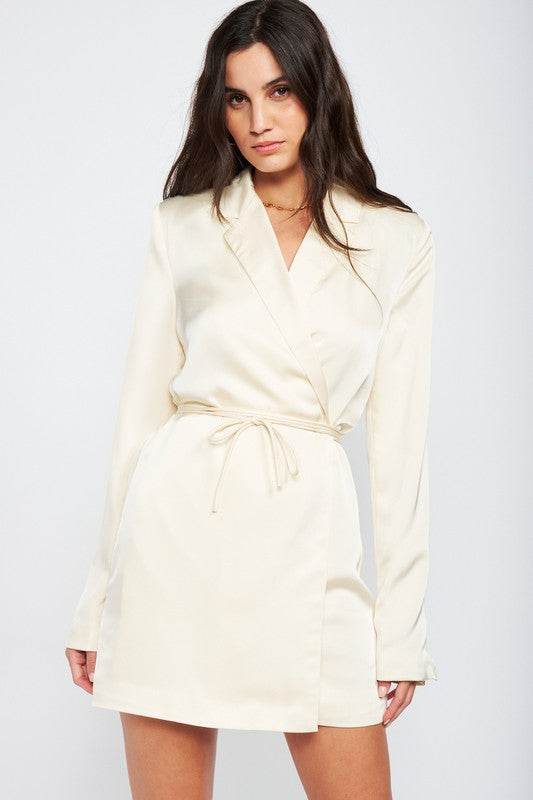 WRAPPED BLAZER MINI DRESS WITH DRAWSTRING - Shop Style & More | Fresh Looks, Everyday Deals & Free Shipping