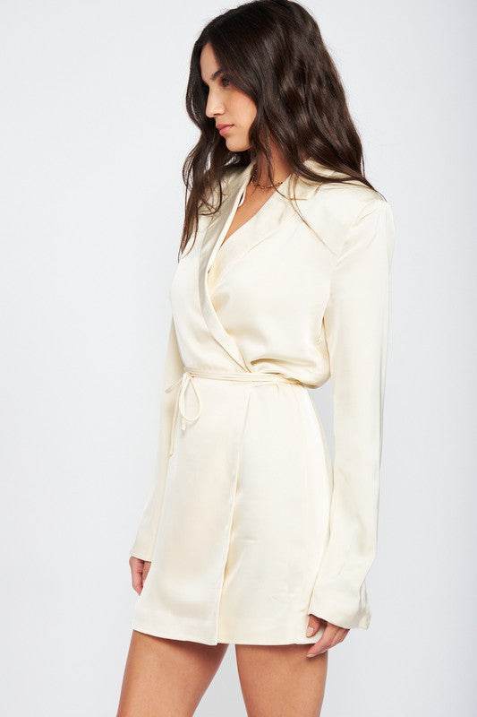 WRAPPED BLAZER MINI DRESS WITH DRAWSTRING - Shop Style & More | Fresh Looks, Everyday Deals & Free Shipping