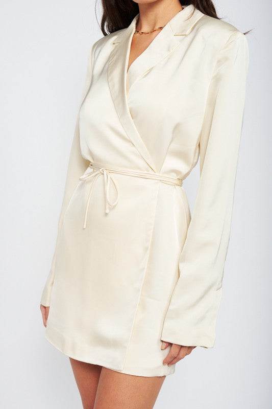 WRAPPED BLAZER MINI DRESS WITH DRAWSTRING - Shop Style & More | Fresh Looks, Everyday Deals & Free Shipping
