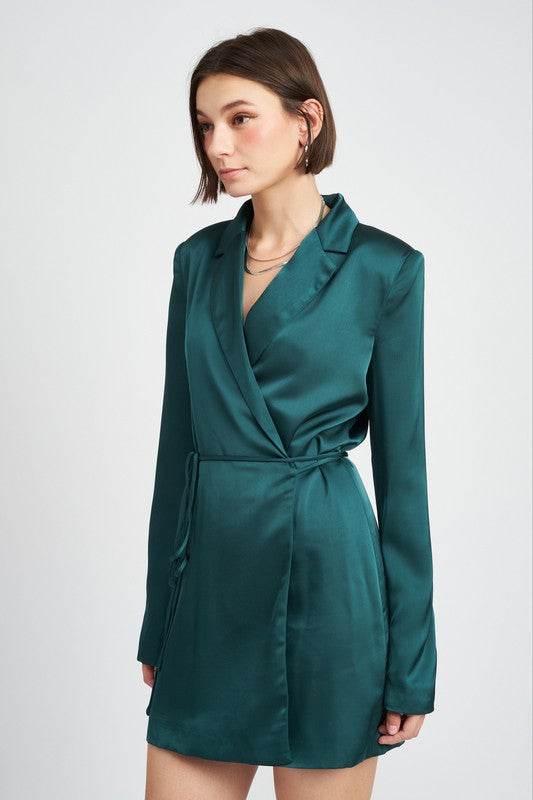 WRAPPED BLAZER MINI DRESS WITH DRAWSTRING - Shop Style & More | Fresh Looks, Everyday Deals & Free Shipping