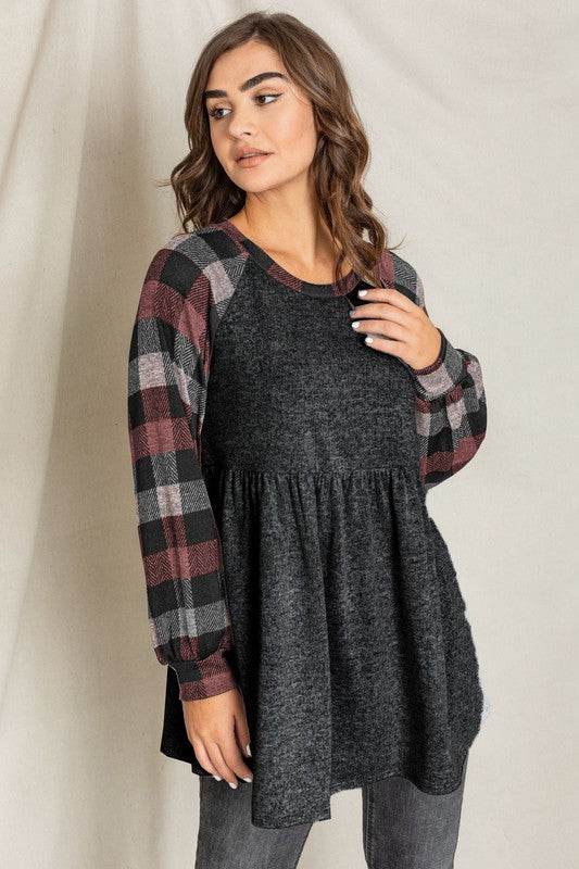 Checkered Bishop Sleeve Tunic Dress - Shop Style & More | Fresh Looks, Everyday Deals & Free Shipping