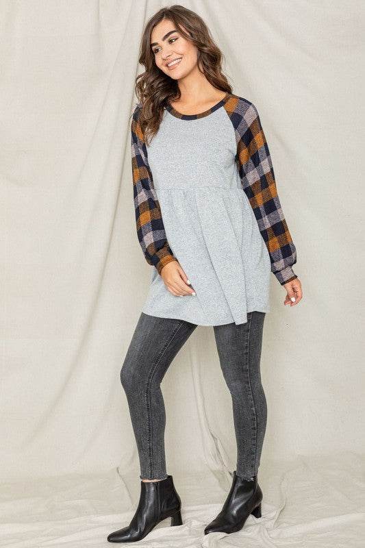 Checkered Bishop Sleeve Tunic Dress - Shop Style & More | Fresh Looks, Everyday Deals & Free Shipping