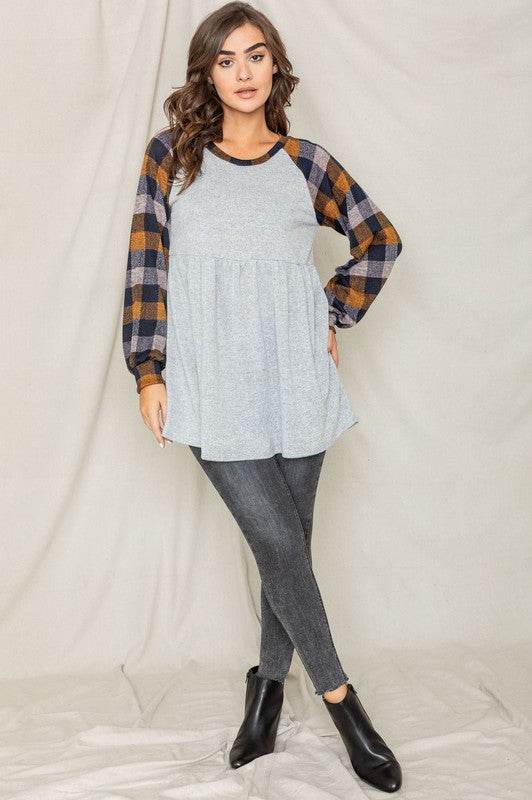 Checkered Bishop Sleeve Tunic Dress - Shop Style & More | Fresh Looks, Everyday Deals & Free Shipping