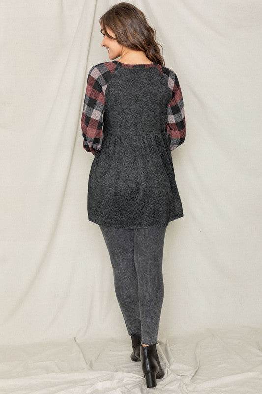 Checkered Bishop Sleeve Tunic Dress - Shop Style & More | Fresh Looks, Everyday Deals & Free Shipping