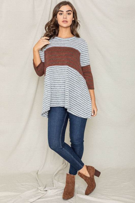 Stripe Panel A Line Tunic - Shop Style & More | Fresh Looks, Everyday Deals & Free Shipping
