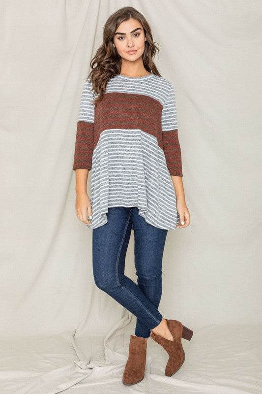 Stripe Panel A Line Tunic - Shop Style & More | Fresh Looks, Everyday Deals & Free Shipping