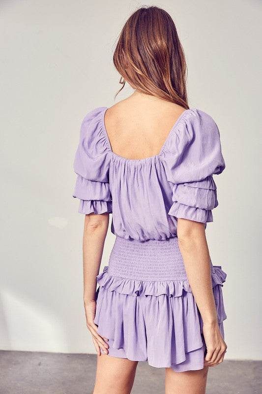 Puff Sleeve Smocked Waist Romper - Shop Style & More | Fresh Looks, Everyday Deals & Free Shipping