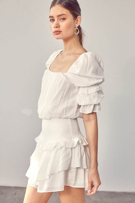 Puff Sleeve Smocked Waist Romper - Shop Style & More | Fresh Looks, Everyday Deals & Free Shipping