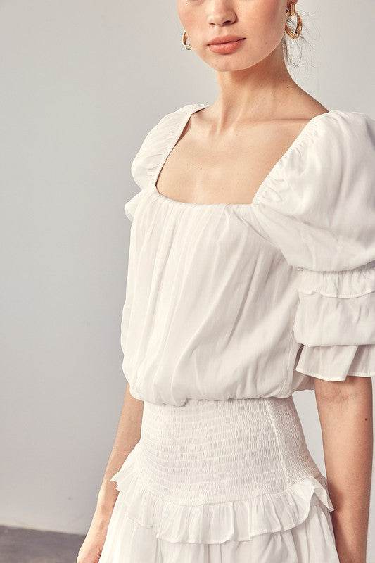Puff Sleeve Smocked Waist Romper - Shop Style & More | Fresh Looks, Everyday Deals & Free Shipping